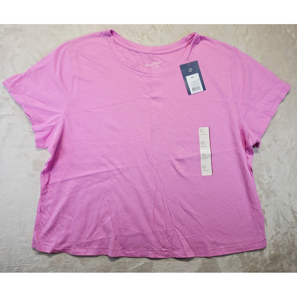 Universal Thread Womens XXL Dahlia Pink Cropped Short Sleeve Cotton T-Shirt NWT
